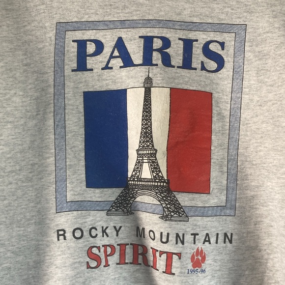 Women’s Vtg Medium Gray Sweater Paris Rocky Mountain Spirit Fruit of the loom - Picture 2 of 10